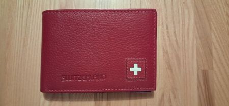 Portemonnaie Leder Rot mit Schweizerkreuz, neuwertig!