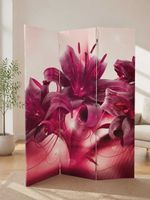Dekorativer dreiteiliger Raumteiler mit floralen Design