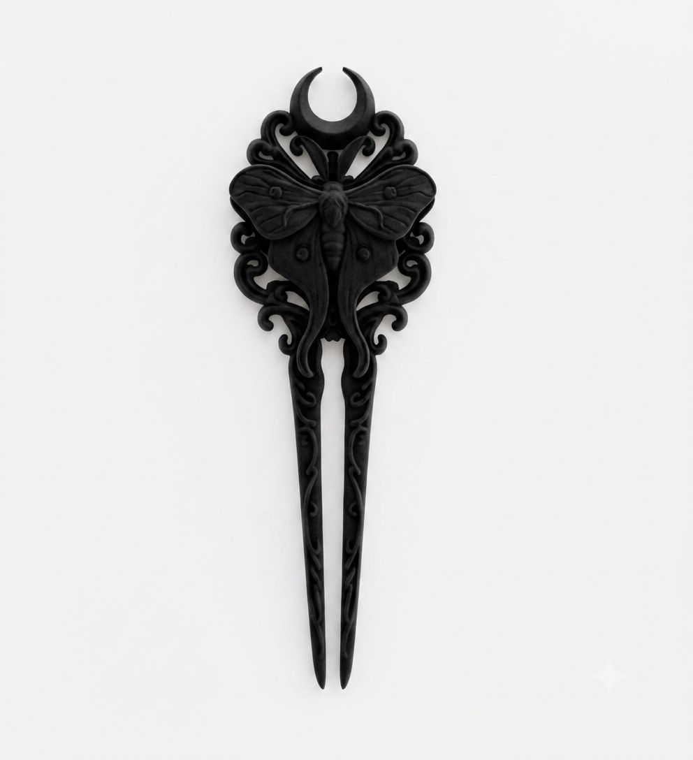 Accessori per capelli: Hairpin moth moon ornament black new condition – Nuovo (secondo la descrizione) da Dübendorf venduto da del_82k8 1