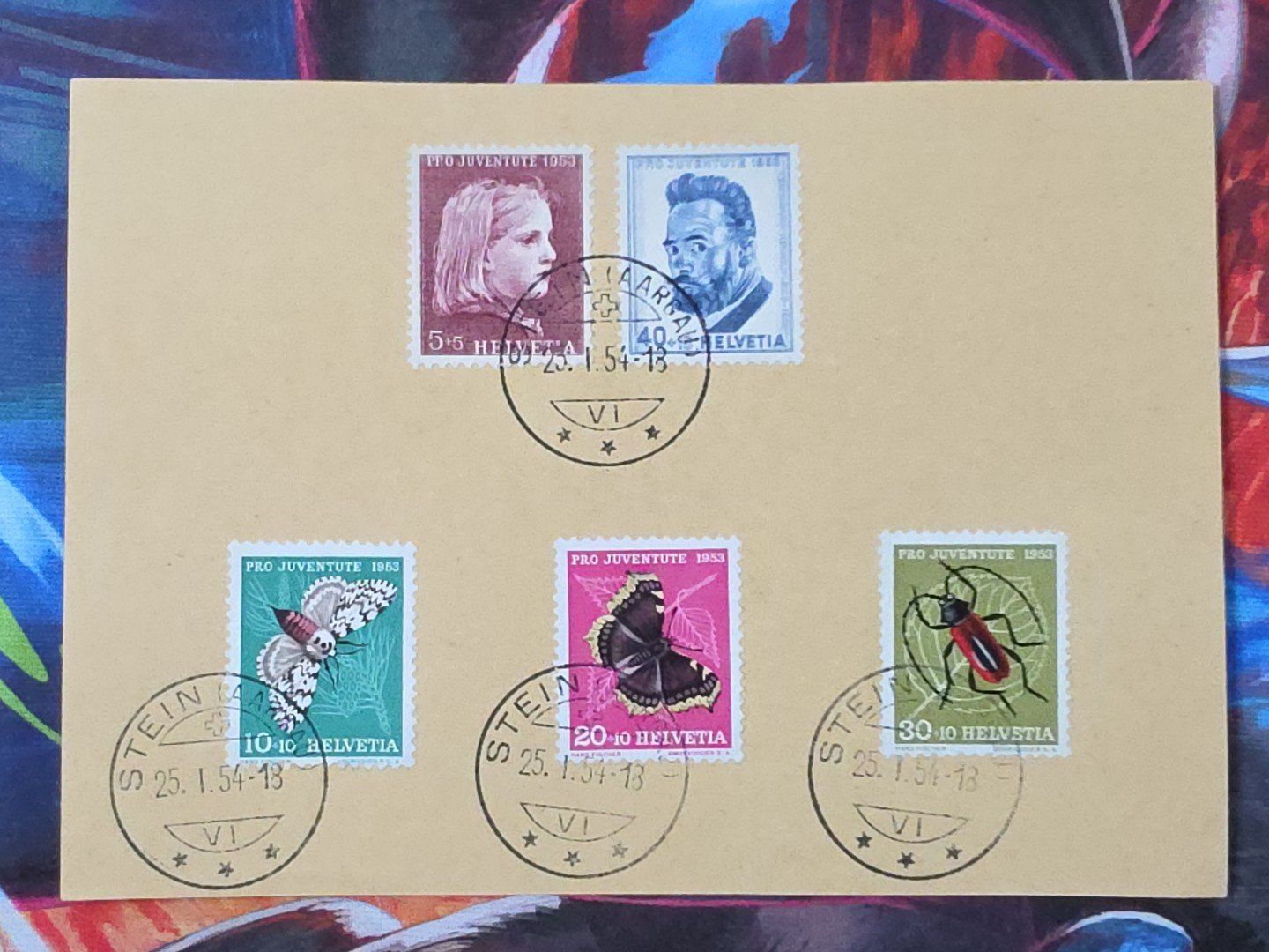 Alle Briefmarken: CL33 Document + Timbre Suisse 1954 – Gebraucht aus Cousset von Patrick_Collections