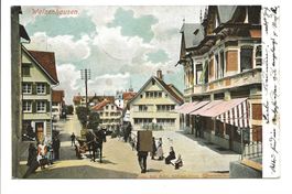 Walzenhausen (AR) belebte Dorfstrasse - Fuhrwerk - 1904