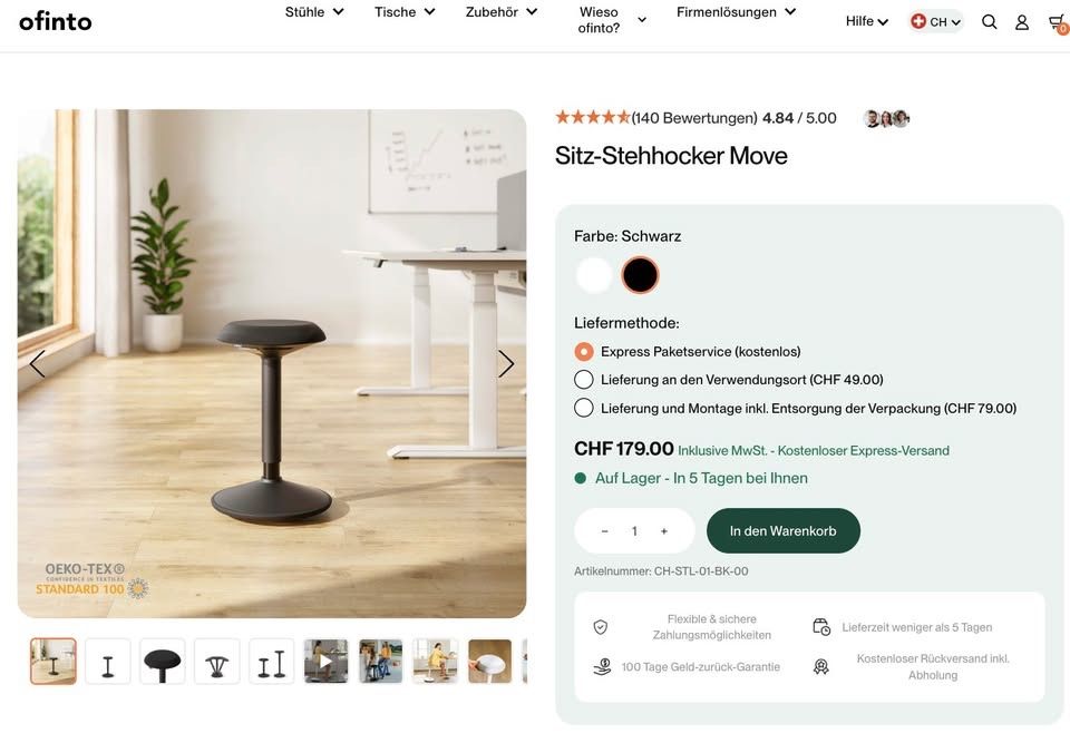 Sedie: Ofinto Sitz-Stehhocker Move Stool Seat – Usato da Wollerau venduto da ata_vcg7 4