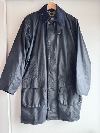 Barbour Border Wachsjacke Mantel Marineblau Navy Herren neu