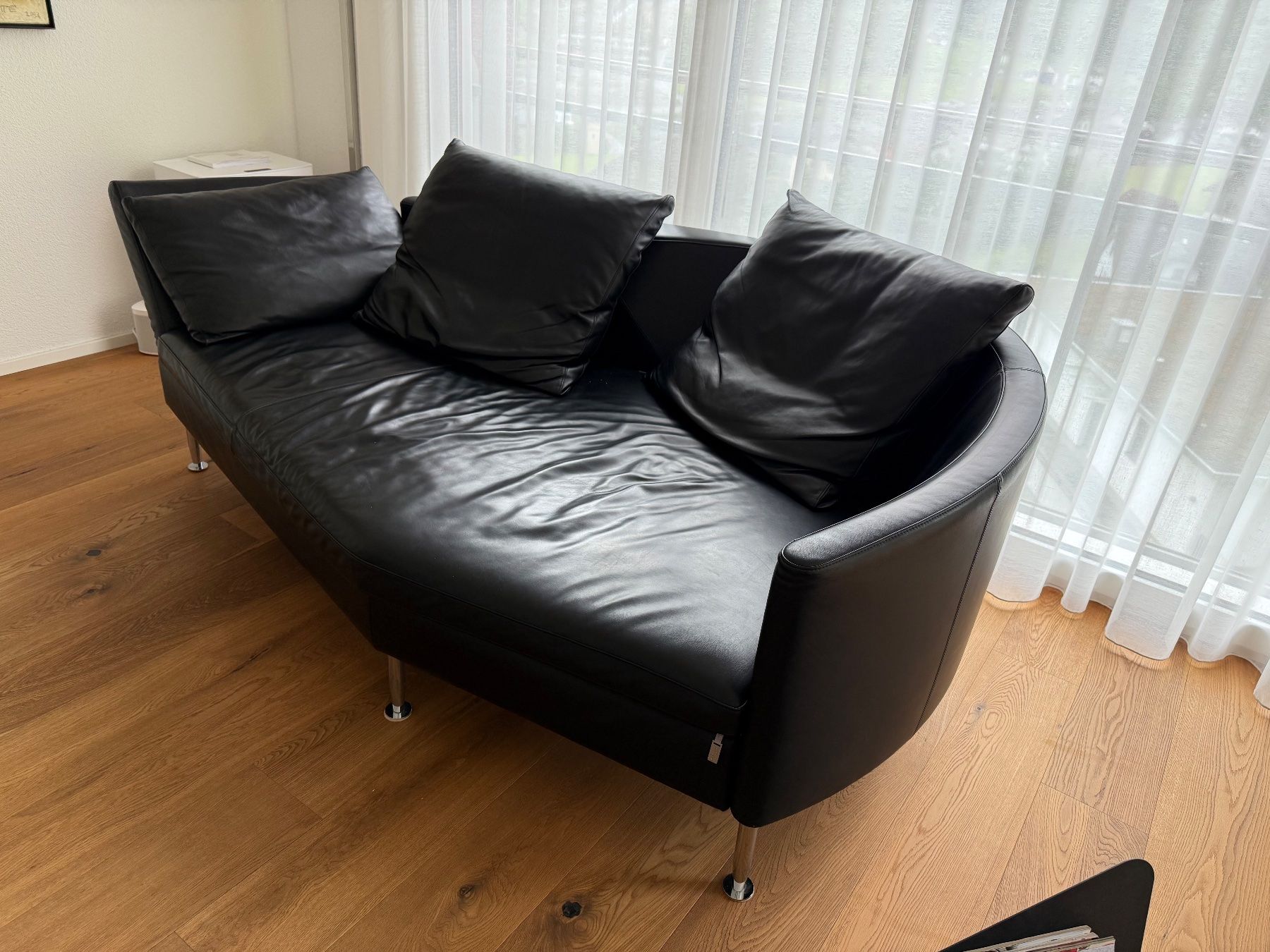 Divani: Dreipunkt Sofa Leder Schwarz – Usato da Dallenwil venduto da att_82gp 2