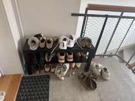 Schuhregal schwarz Holz 2 Etagen ohne Schuhe