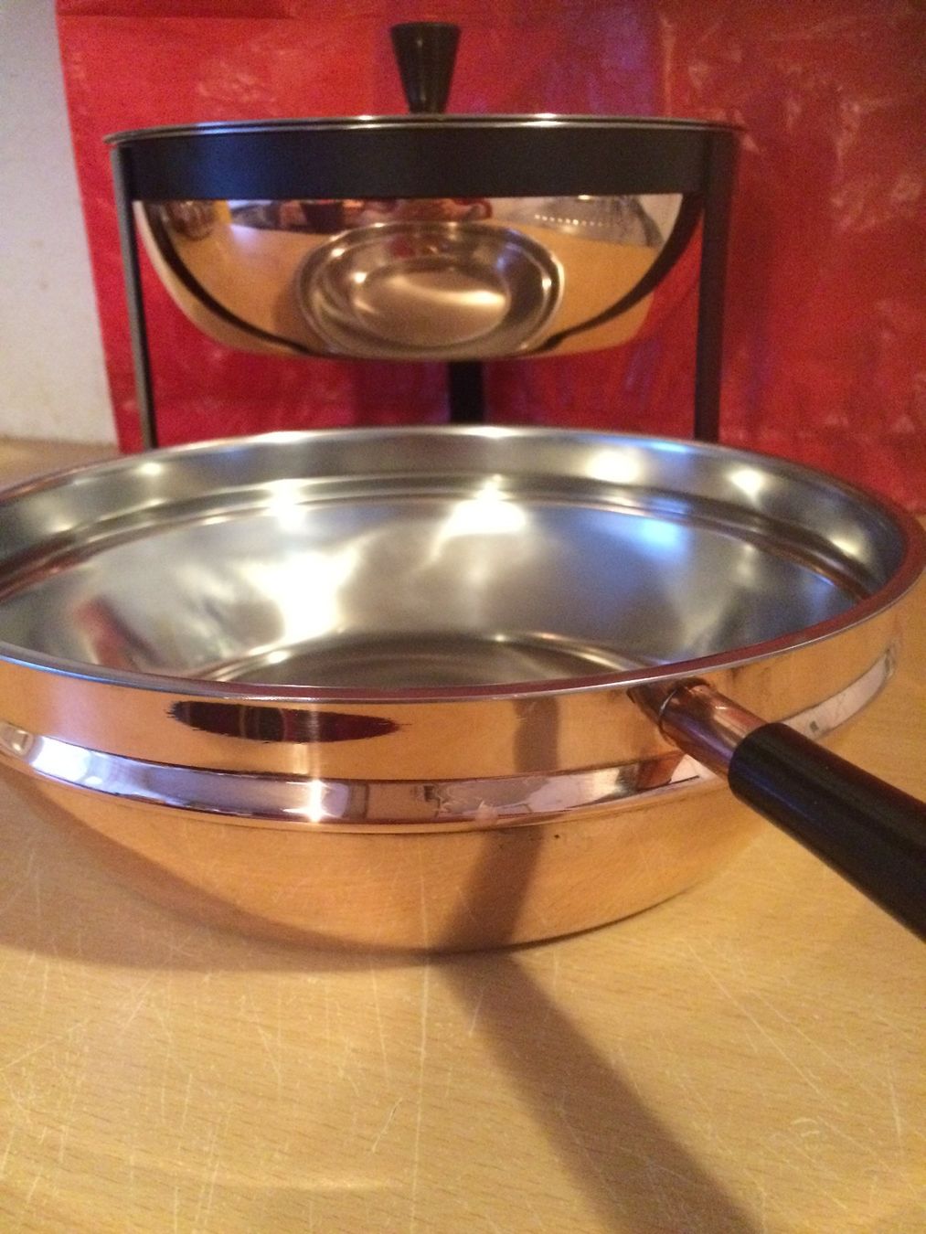 Padelle: KUPFER-WARM-RECHAUD-CHAFING- VON SPRING/MIT DECKEL 1970 – Usato da EMMETTEN venduto da pfi_cbg5
