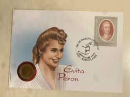 Numisbrief Evita Peron Argentina
