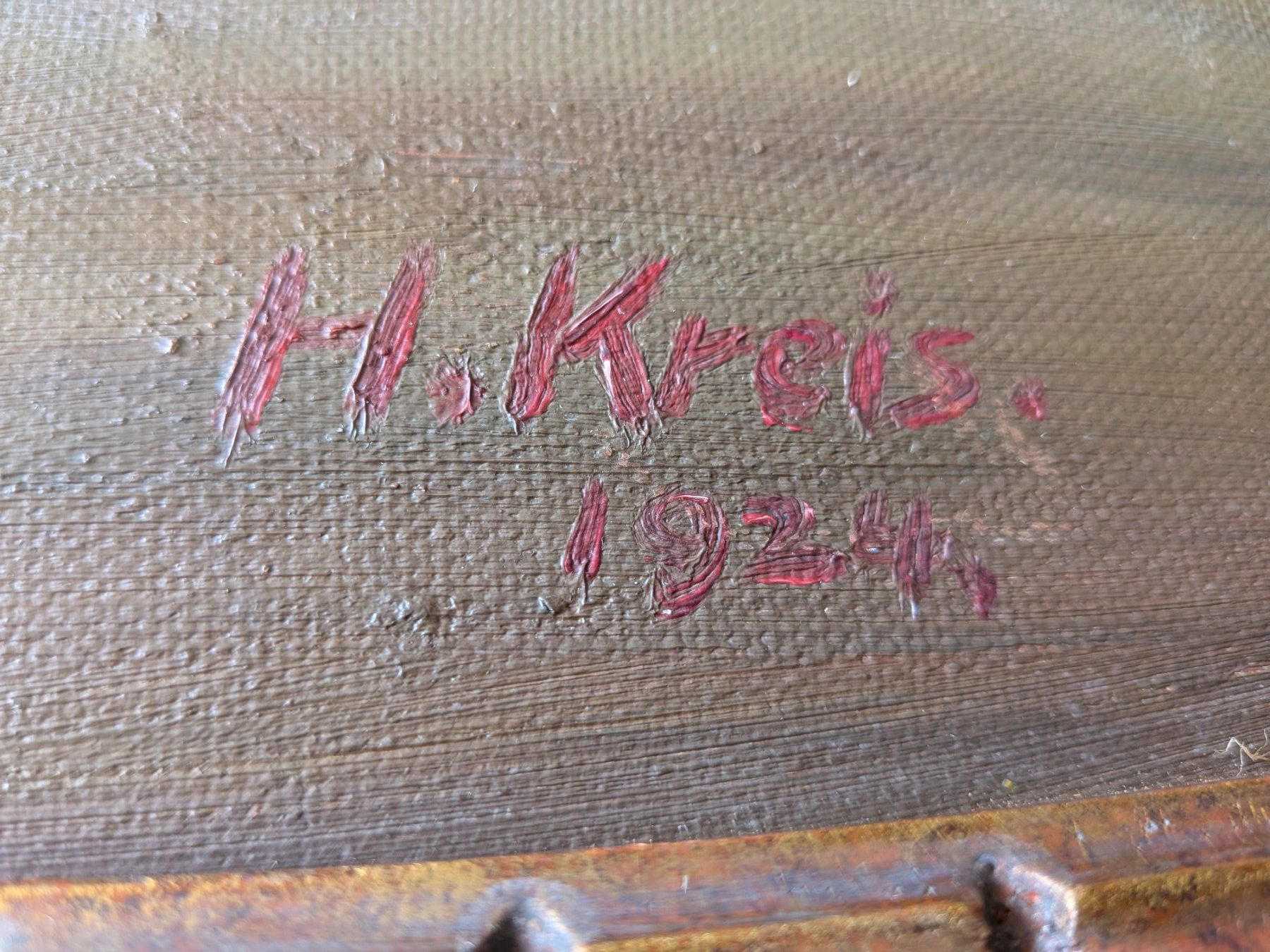 Dipinti: Antikes Gemälde H. Kreis 1924 – Usato da Emmen venduto da magelan 3