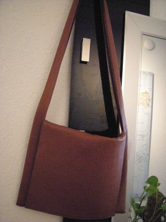 Tolle echt Leder Umhängetasche Cross Body 37x29cm rehbraun