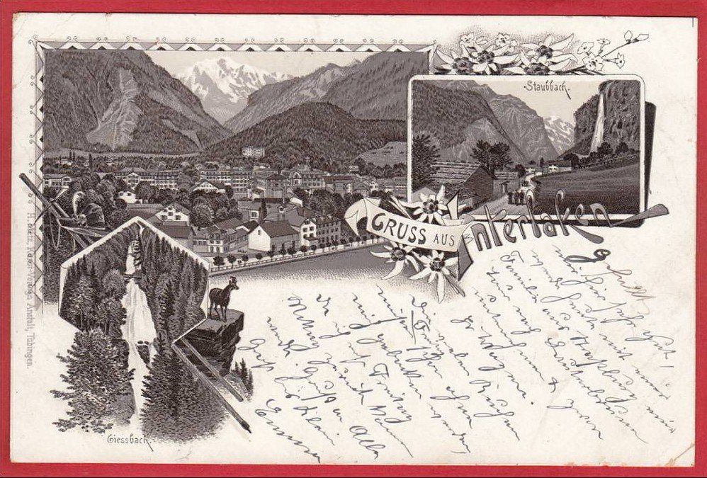 Cartes postales: INTERLAKEN LITHO 1898 – D'occasion à Grüningen par Kartenlaube