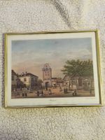 Alte Lithographie "Richendorfer Stadttor Basel" gerahmt