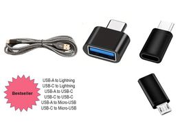 iPhone MFi Kabel 3 Adapter Set Lightning, USB-C, Micro USB