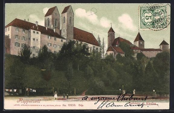 Cartoline postali: AK Rapperswil, Schloss und Kirche, 1905 – Usato da Berlin venduto da bartko-reher