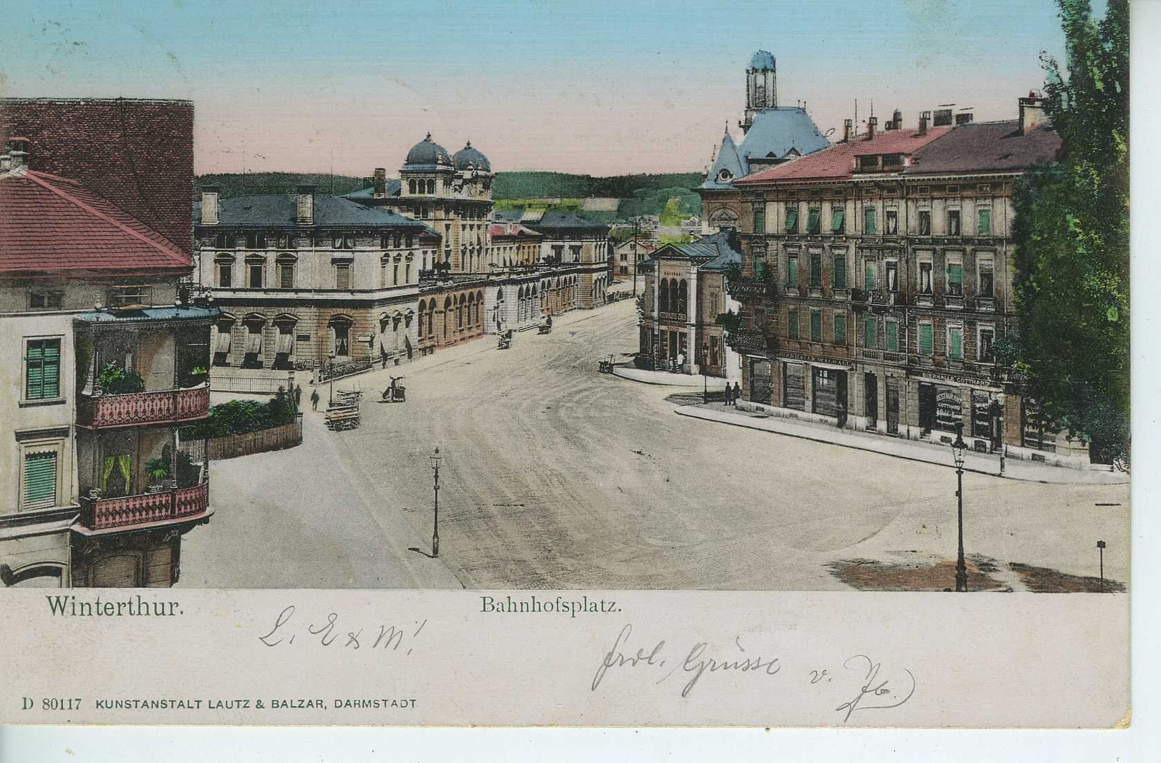 Ansichtskarten: Winterthur - Bahnhofplatz 1903 – Gebraucht aus Schleitheim von Pmschlaate