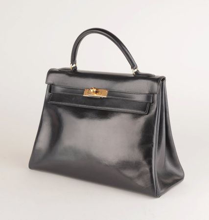 Vontage 1961 Hermès - Kelly 32 Retourné Veau Box Bleu Marine