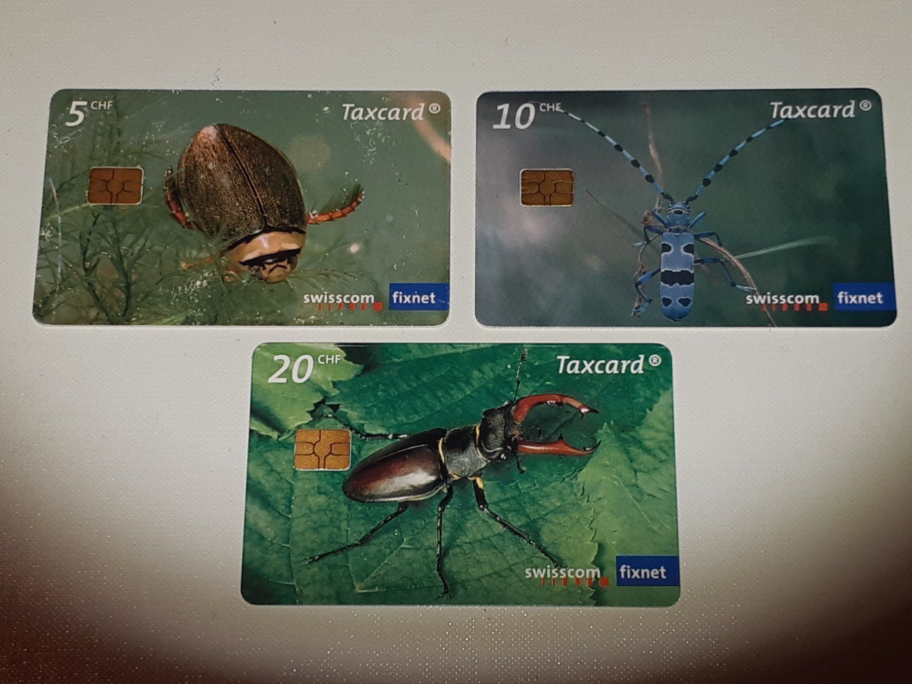 Telefon- & Taxkarten: 3xTaxcards "Schweiz"/Serie/"Käfer" – Gebraucht aus Oberiberg von DeepBlue999