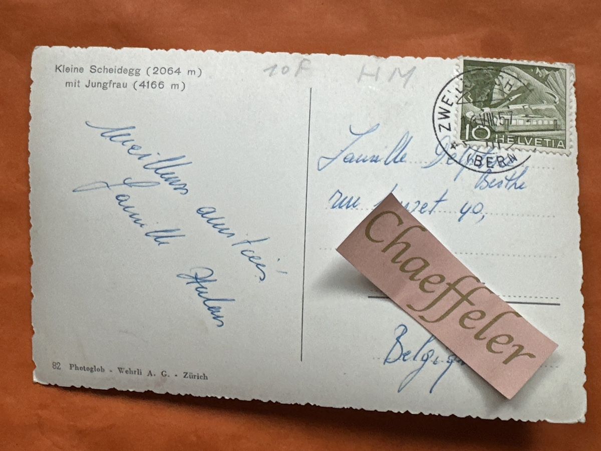 Cartoline postali: 1957 Kleine Scheidegg mit Jungfrau – Usato da Zürich venduto da Chaeffeler 1