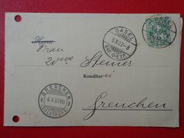 Vollstempel + Dokument 1907 HELVETIA /BASEL GRENCHEN SOLOTH.