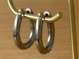Luxus Elegante Edelstahl Ohrstecker/Creolen Farbe:  Silber