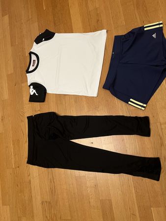 Sportbekleidung Set: Kappa Shirt, Adidas Shorts, Hose