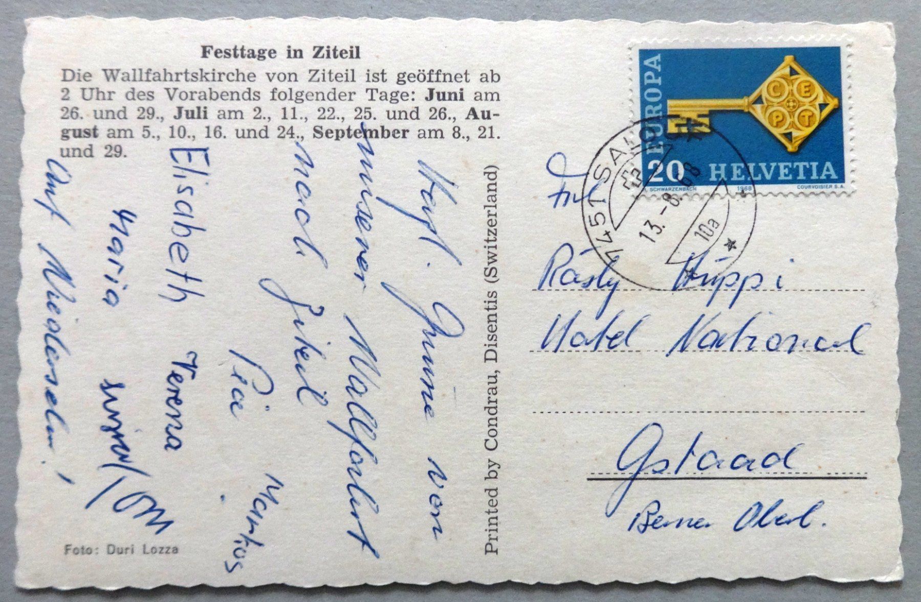 Cartoline postali: Wallfahrtskirche von Ziteil – Usato da Fétigny venduto da Billy2miny 1