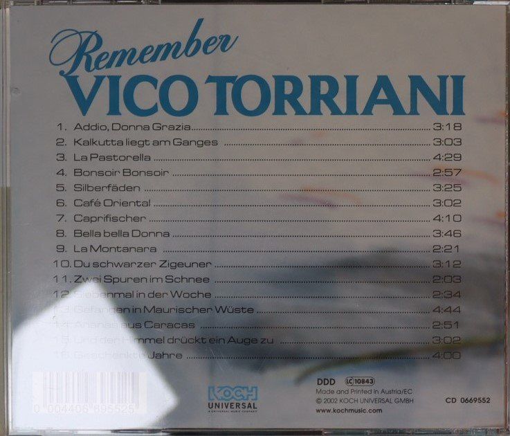 CD: Vico Torriani -Remember – Usato da Luzern venduto da CONTENTI 2