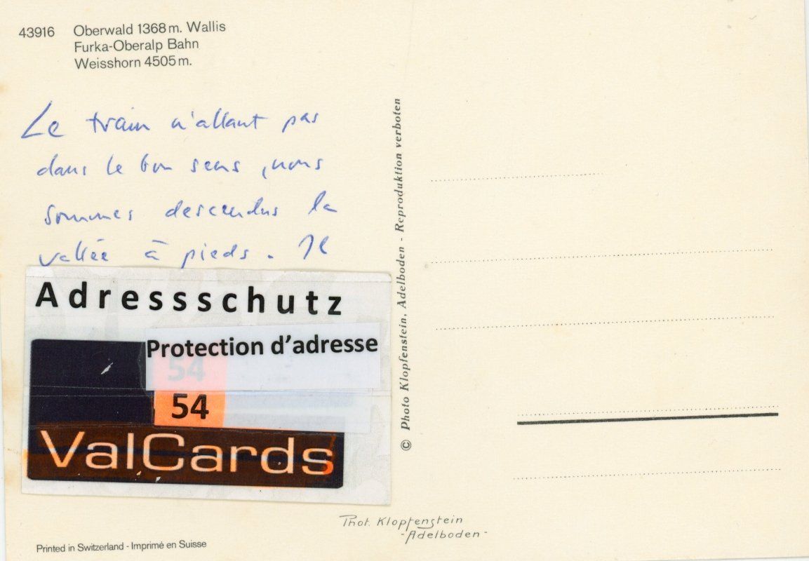 Cartoline postali: Oberwald  VS   mit Furka-Oberalp-Bahn – Usato da Brig venduto da Valcards54 1
