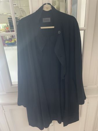 Manteau veste longue OSKA laine foulée bouillie légère noire