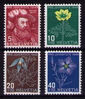 1949_J129-J132_PRO JUVENTUTE_ALPENBLUMEN_NIKLAUS WENGI_**