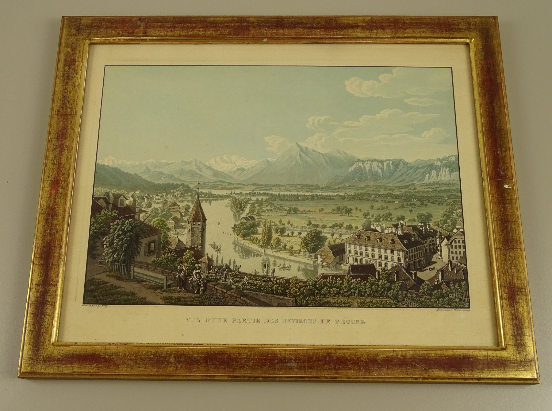 Incisioni: THUN, ALTKOLORIERTE AQUATINTA UM 1830 – Usato da Grüningen venduto da Kartensammler