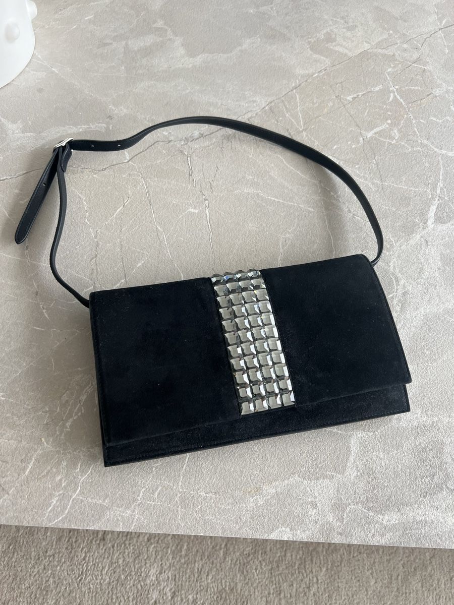 Gucci Taschen für Damen: Gucci Umhängetasche Wildleder schwarz Strass – Gebraucht aus Meilen von Dievondort