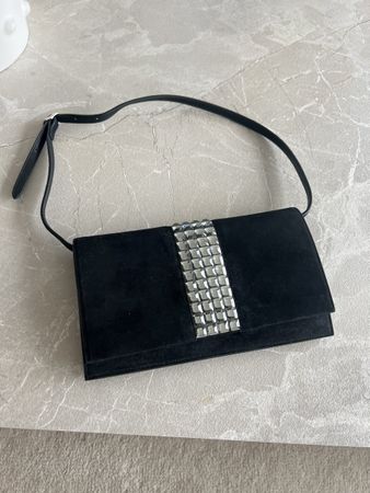 Gucci Umhängetasche Wildleder schwarz Strass