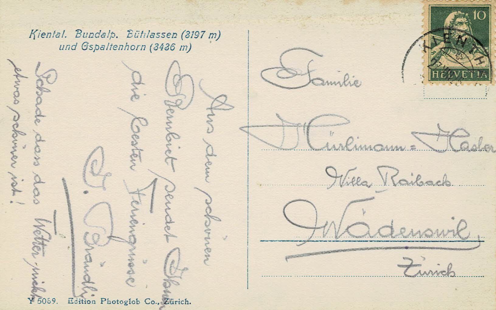 Cartoline postali: KIENTHAL Bundalp BE gel. 1923? – Usato da Hergiswil NW venduto da Kartenfrau 1