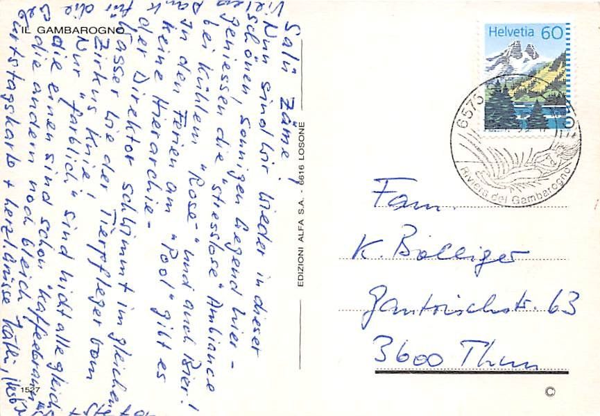 Cartoline postali: TI - Gambarogno – Usato da Ottikon b.Kemptth. venduto da Neptun1974 1