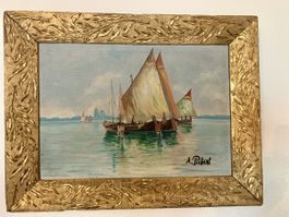 A. Riebert maritimes Ölgemälde, antiker Rahmen, 33x43cm