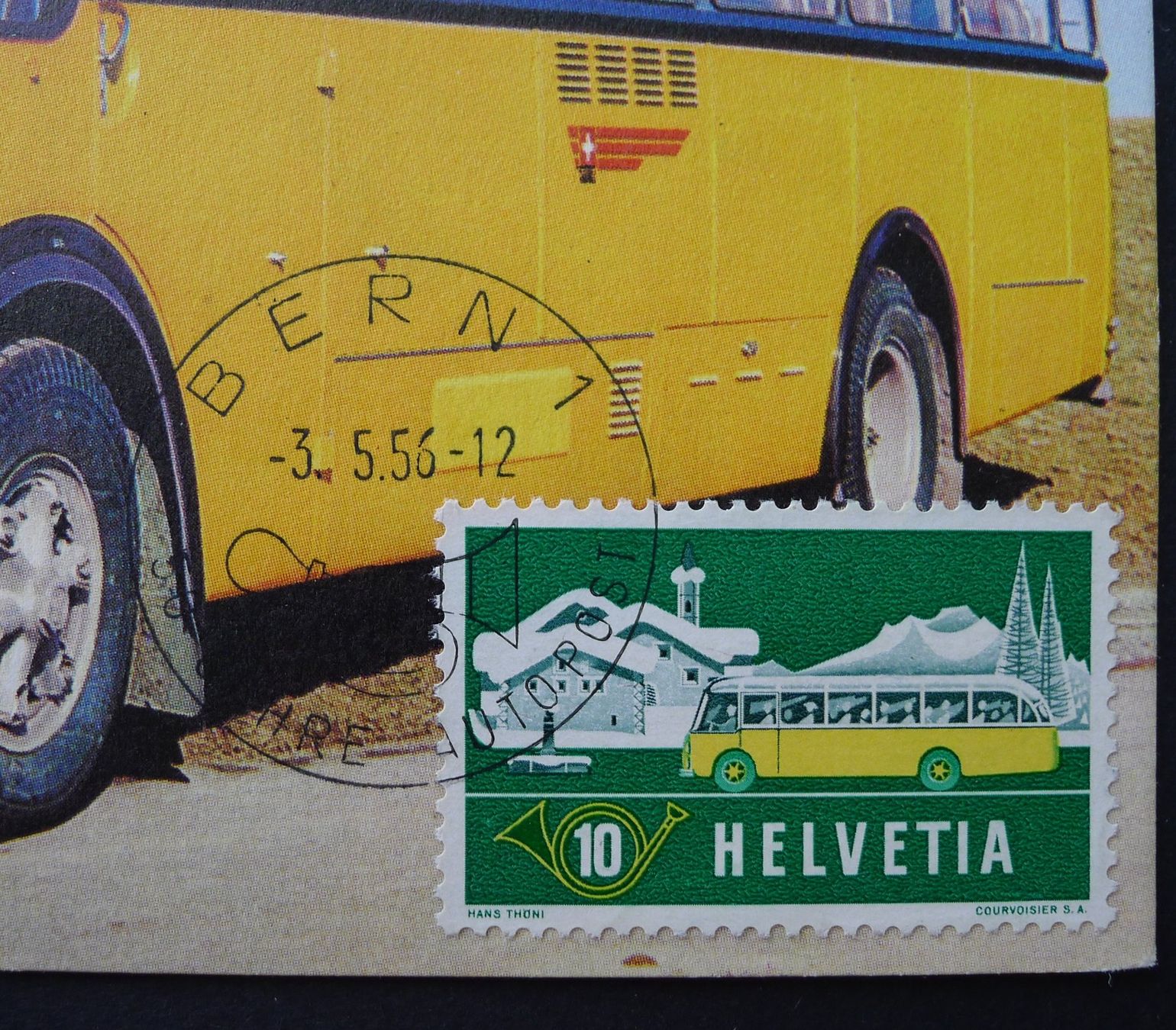 Tutti i francobolli: 1953, Maximumkarte Nr.314 Alpenpost Postauto – Usato da Ebikon venduto da SilvioFreund 1
