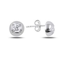 Ohrstecker rund Kugel Halbkugel Zirkonia 925 fein Silber 8mm