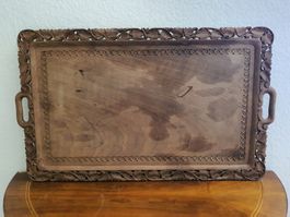 Altes Vintage Holz Serviertablett Tablett geschnitzt