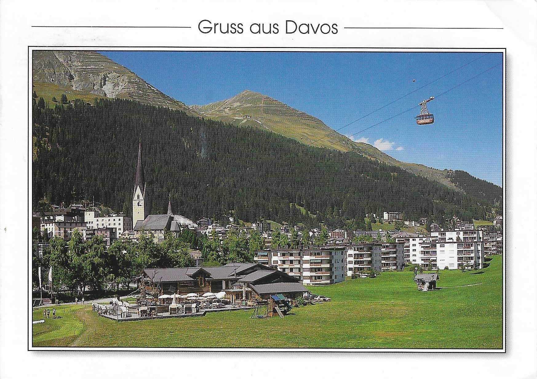 Cartoline postali: Davos-Platz mit Luftseilbahn Ischalp GR – Usato da Rothrist venduto da Stranglehold