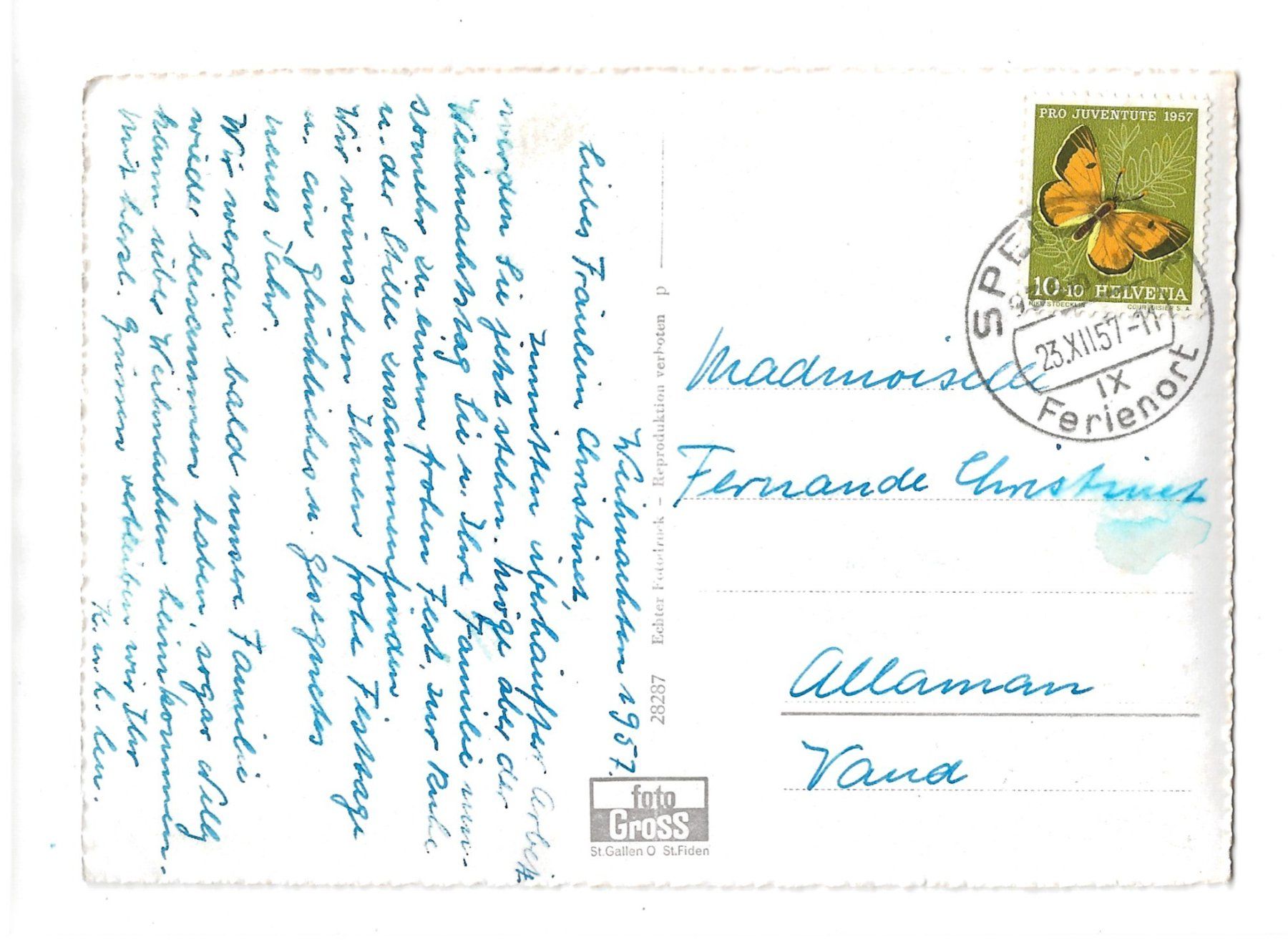 Ansichtskarten: AK 1957 Speicher Appenzell, im Winter – Gebraucht aus Greifensee von 315WDO 1