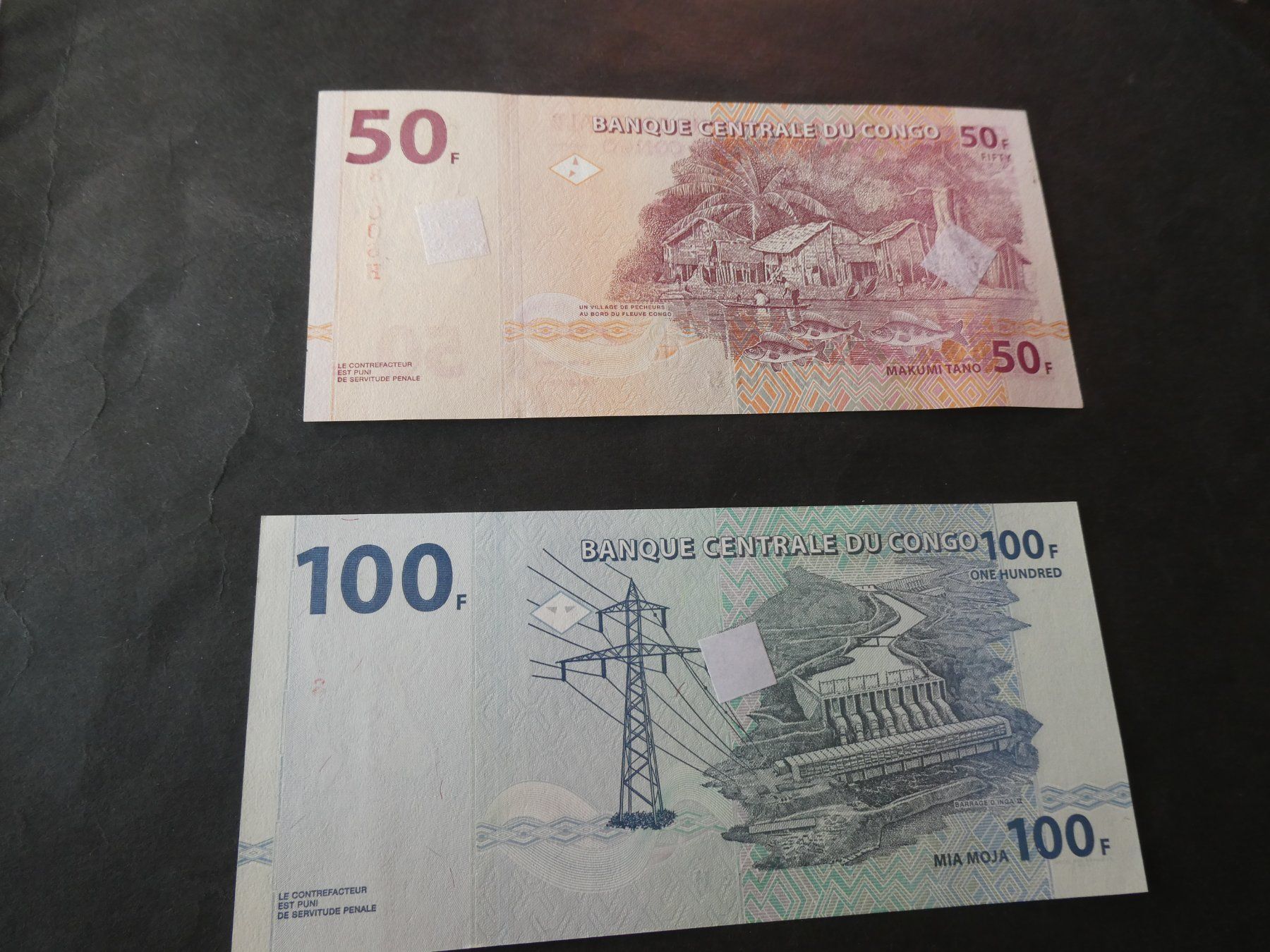 Banconote: Congo 2007, Set 50 und 100 Francs  ungefaltet – Usato da Hinterforst venduto da Rohusri 1