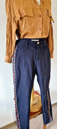 HOSE MOS MOSH STOFFHOSE 40 L BLAU BORDÜRE,  TOP ZU BLUSE