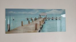 Glasbild mit Strand Motiv, Zustand sehr gut, wie neu! 120x50