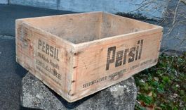 alte HOLZKISTE Persil WASCHMITTEL Länge 57.5cm