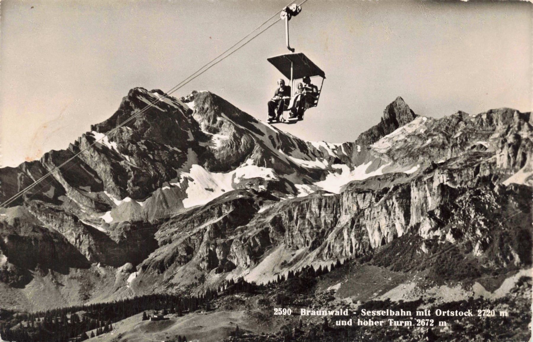 Ansichtskarten: Braunwald Sessel bahn mit ortstock – Gebraucht aus Biasca von Blenio71