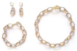 Gelbgold-Weissgold-Schmuck-Set, 18K, Art Deco-Unikat, 1950