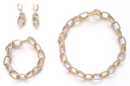 Gelbgold-Weissgold-Schmuck-Set, 18K, Art Deco-Unikat, 1950