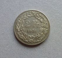 Schweiz ++ 2.- Franken 1901, gute Erhaltung
