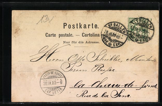 Cartoline postali: AK St. Gallen, Totalansicht, Kirche – Usato da Berlin venduto da bartko-reher 1