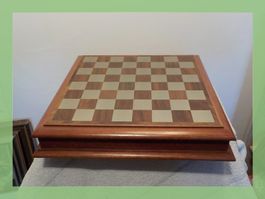 Schachspiel Holz mit Zinn - Figuren gebrauchter Zustand